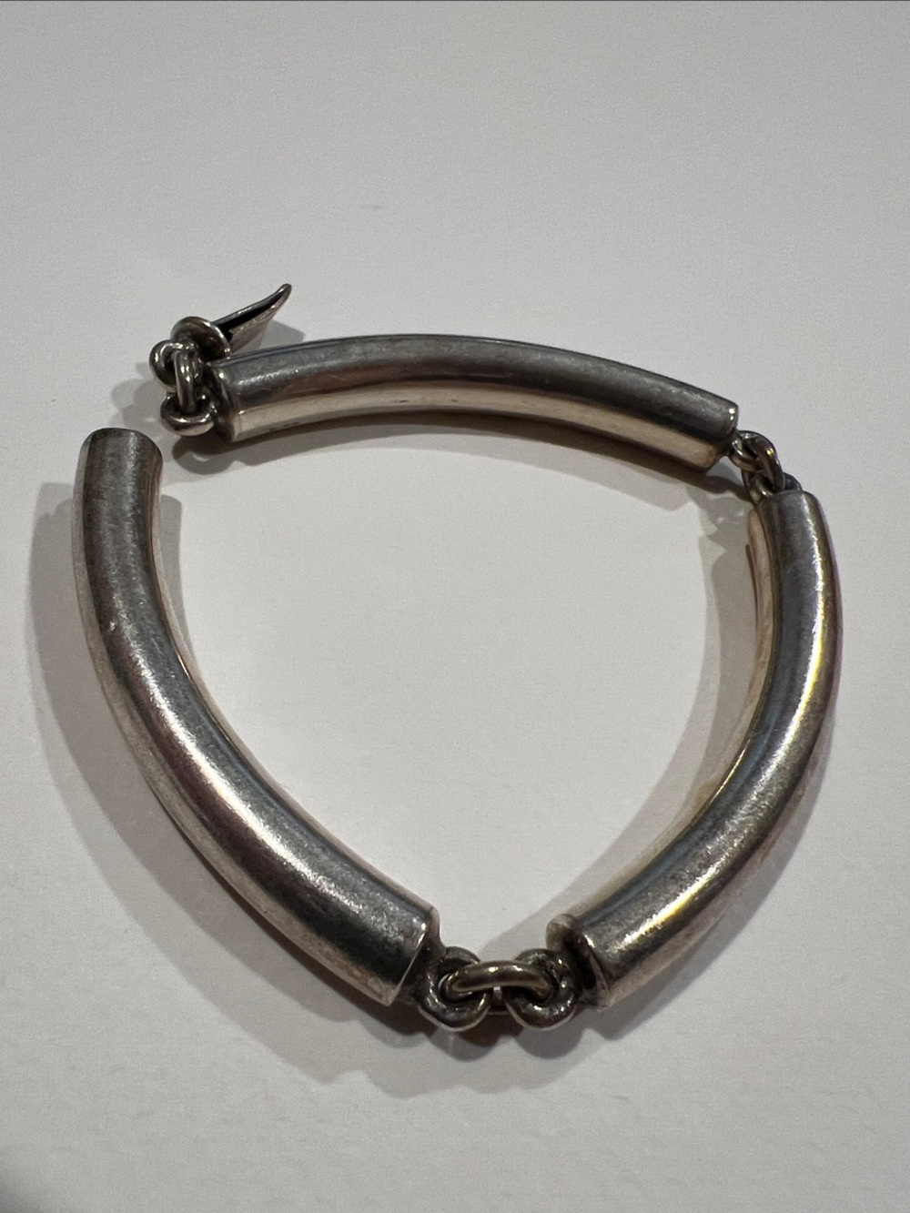 Sterling Silver Tube Link Bracelet - Silver